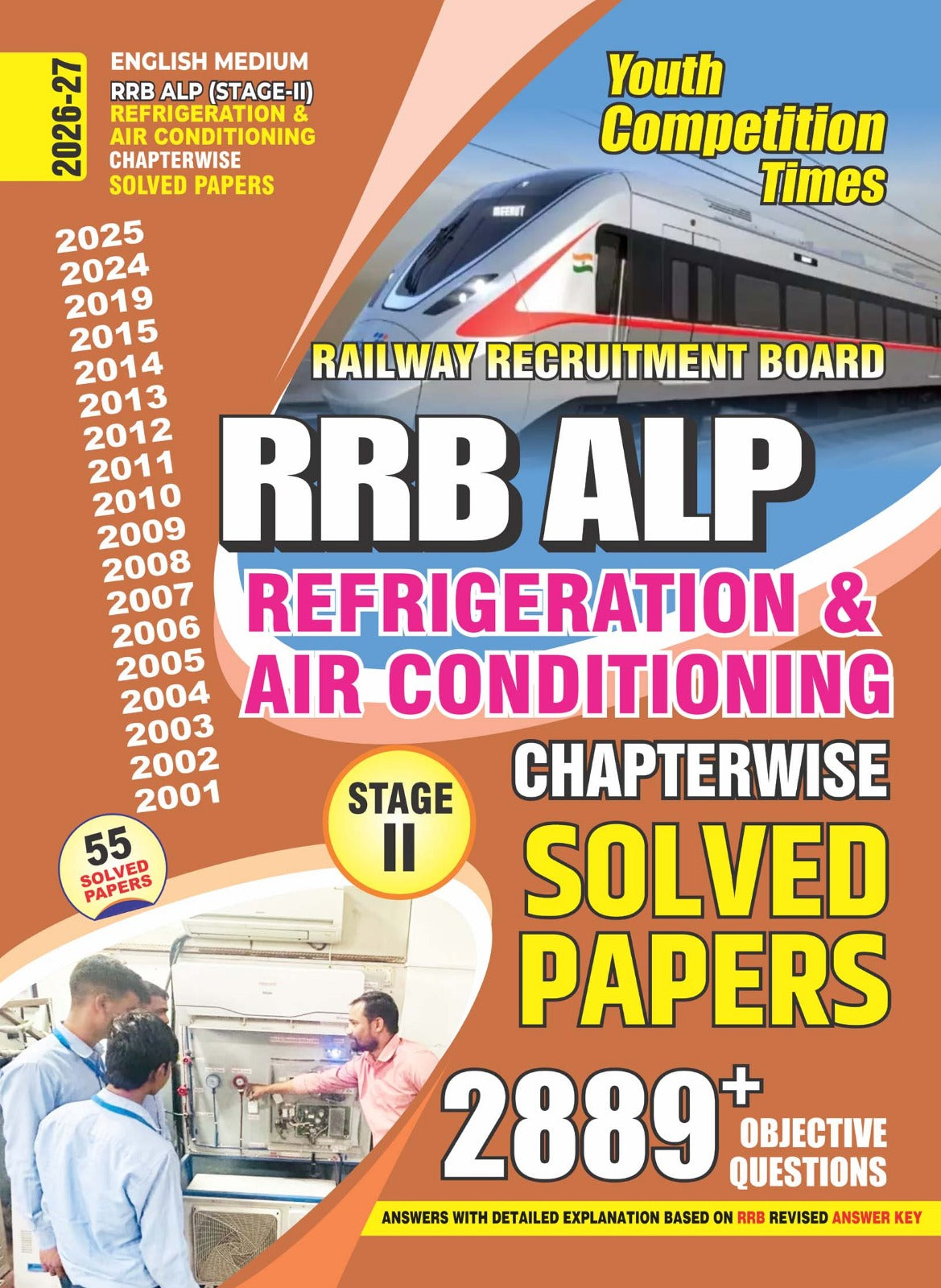 Youth RRB ALP Stage 2 2026 2027 Refrigeration and Air Conditioning Chapterwise 55 Solved Papers with 2889+ Objective Questions English Medium