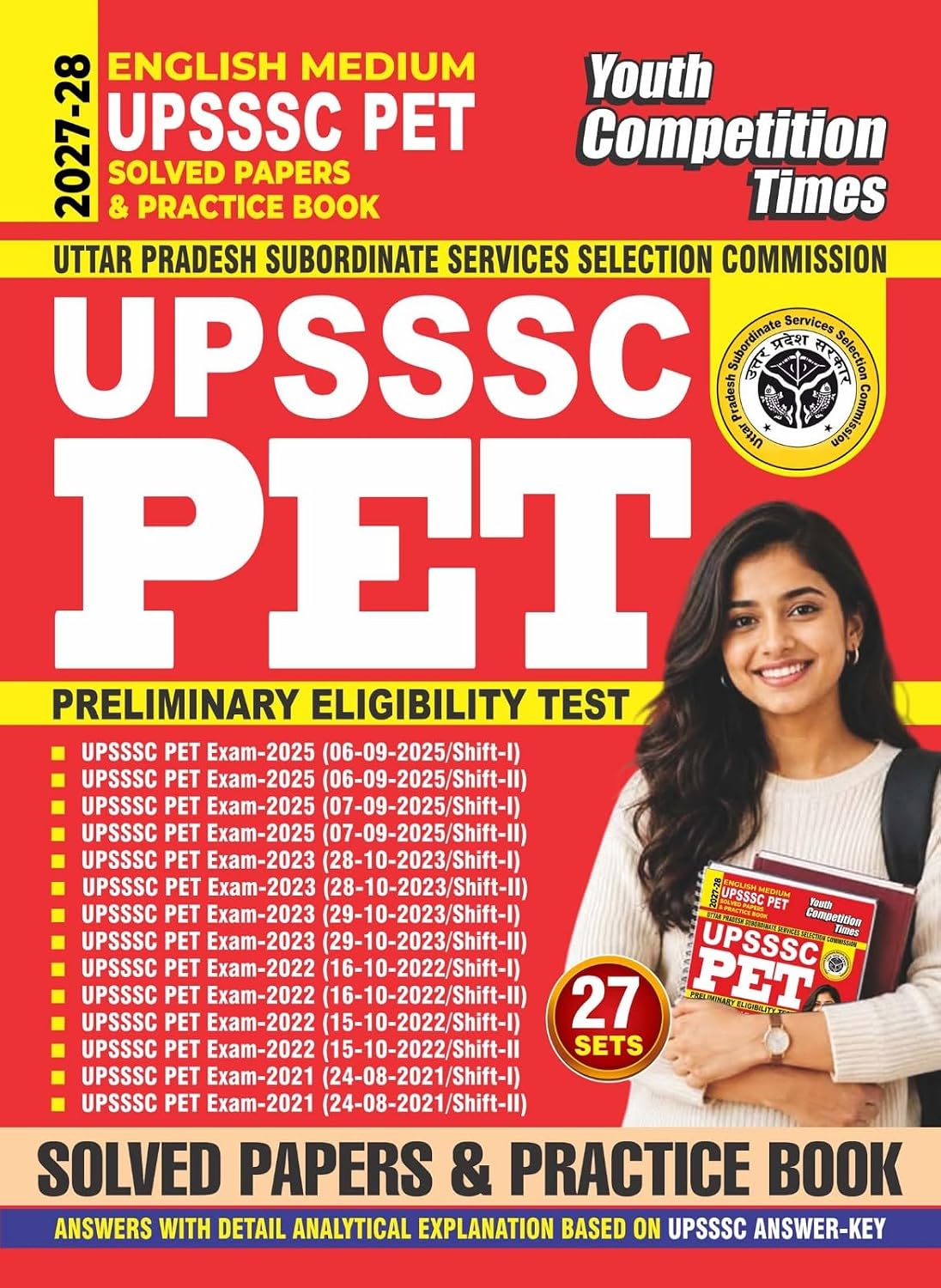 Youth UPSSSC PET 2027-2028 Solved Papers and Practice Book 27 Sets English Medium