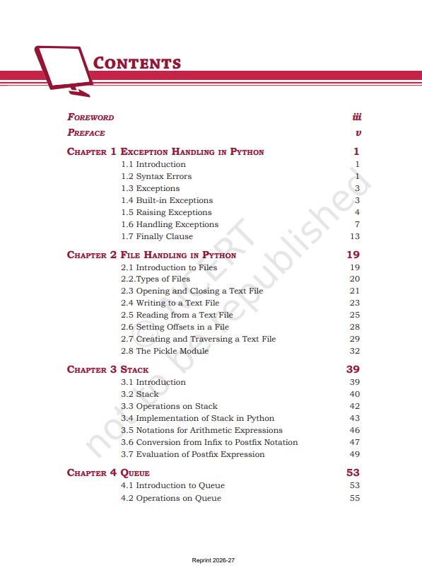 NCERT Computer Science Class 12 Textbook For English Grade XII Code-12130