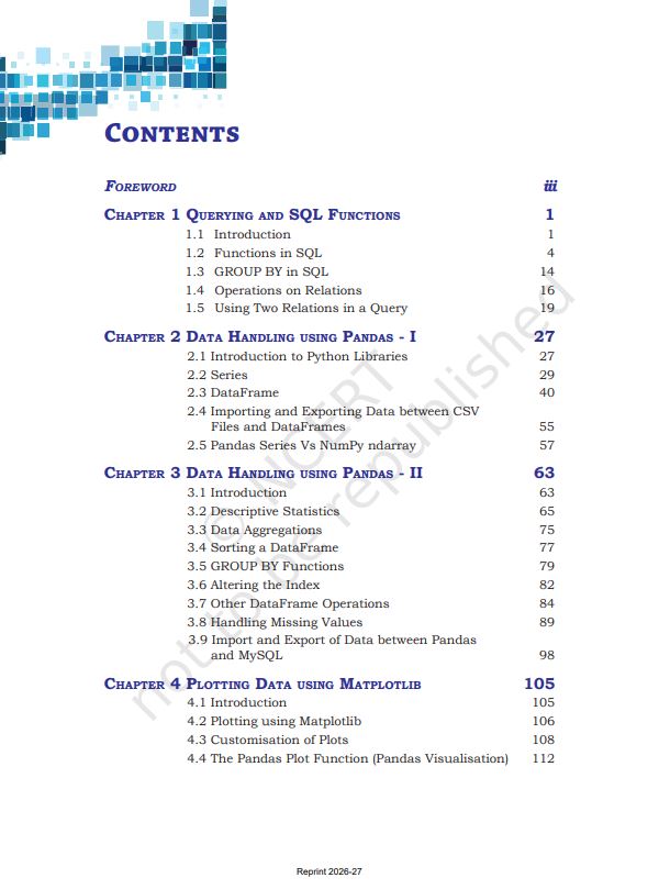 NCERT Informatics Practices Class 12 Textbook Of English Medium Grade XII Code-2149