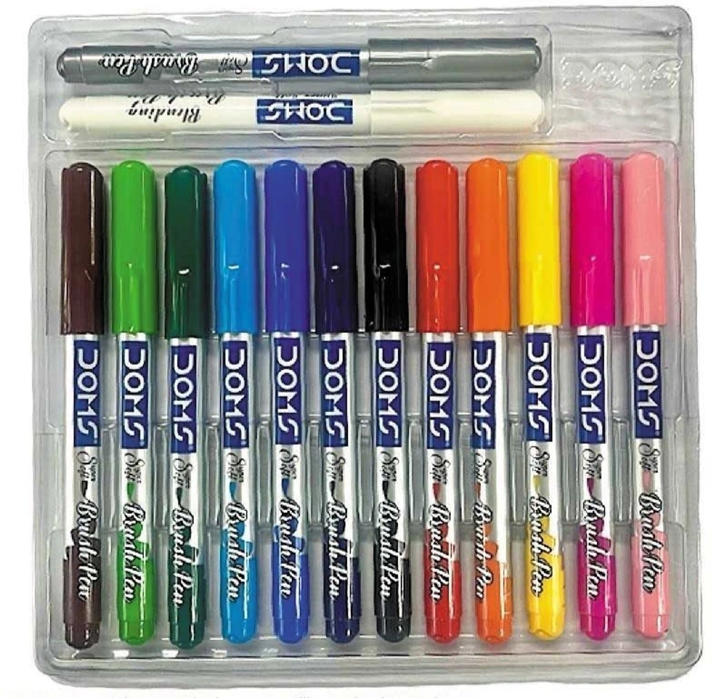 DOMS Brush Pen Dark Shades Brush Nib Sketch Pens  with Washable Ink Set of 1 Multicolor