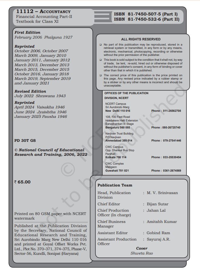 NCERT Financial Accounting Class 11 Part 2 