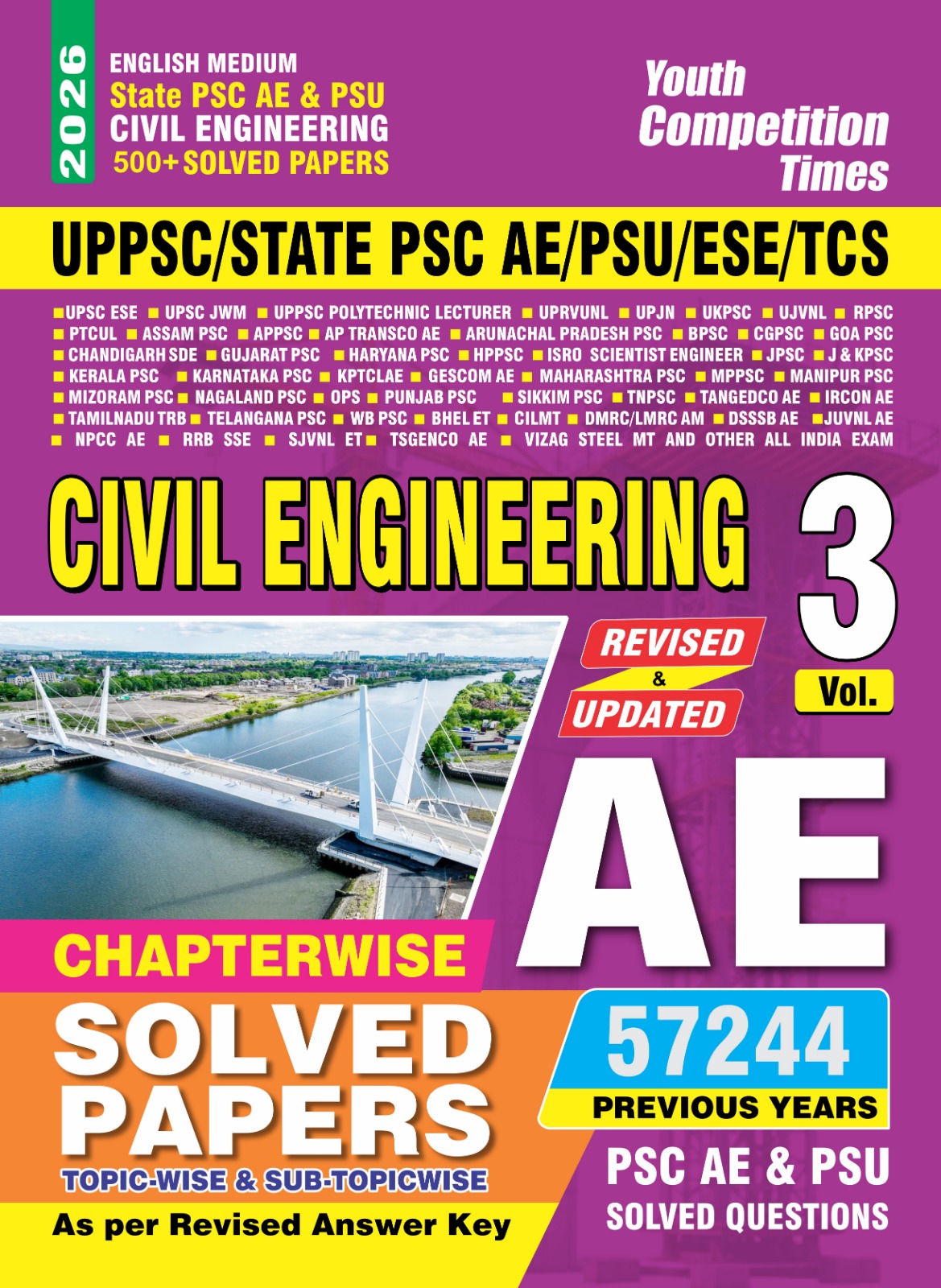 Youth State PSC AE And PSU Civil Engineering 500+Vol 3 Chapterwise Solved Papers 57244 Previous Years PSC AE And PSU Solved Papers Questions 2026 English Medium With Free Khatu Shyam Sticker