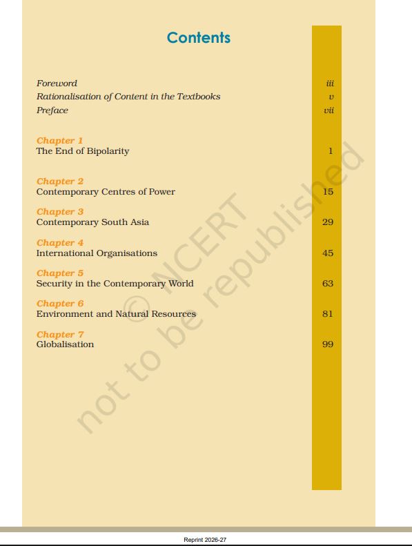 NCERT Political Science Class 12 Textbook For Contemporary World Politics Grade XII Code-12107