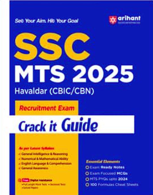 Arihant SSC MTS 2025 Hawaldar CBIC and CBN Recruitment Exam 2025 Crack It Study Guide As Per Latest Syllabus English Medium