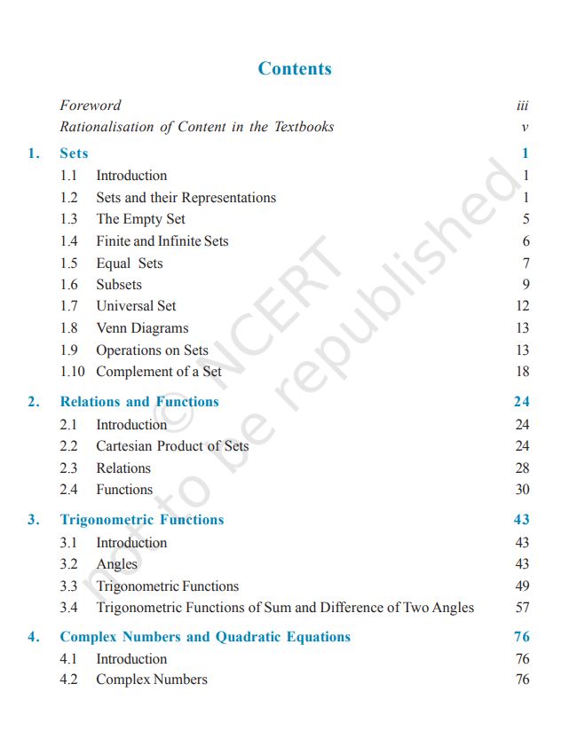 NCERT Mathematics Class 11 Textbook