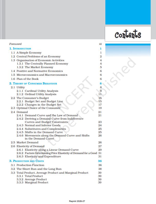 NCERT Introductory Microeconomics Class 12 Textbook For English Medium Grade XII Code-12103