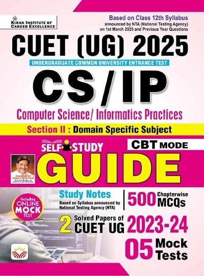 Kiran CUET UG 2025 CS IP Computer Section And Informatics Practices Guide with 500 Chapterwise MCQs+5 Mock Test English Medium