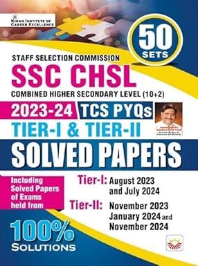 Kiran SSC CHSL 2023 to 2024 TCS PYQs Tier 1 and Tier 2 Solved Papers 50 Sets English Medium 5281
