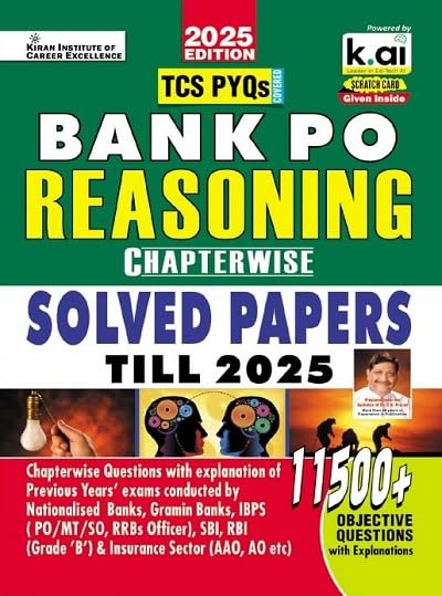 Kiran Bank PO Reasoning TCS PYQs Chapterwise Solved Papers Till 2025 With 11500+ Objective Questions English Medium Latest Edition 2025