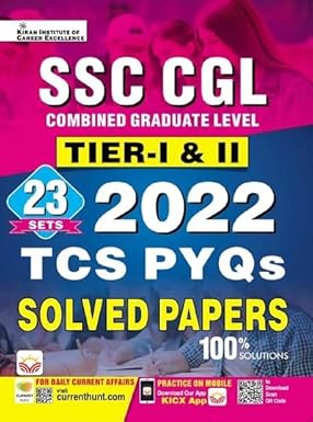 Kiran SSC CGL Tier I and II 23 Sets 2022 TCS PYQs Solved Papers English Medium 3890
