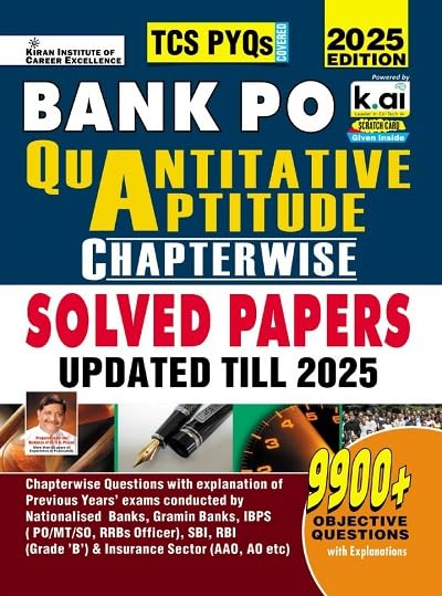 Kiran Bank PO Quantitative Aptitude TCS PYQs Chapterwise Solved Papers Updated Till 2025 English Medium 9900+ Objective Questions Latest Edition 2025