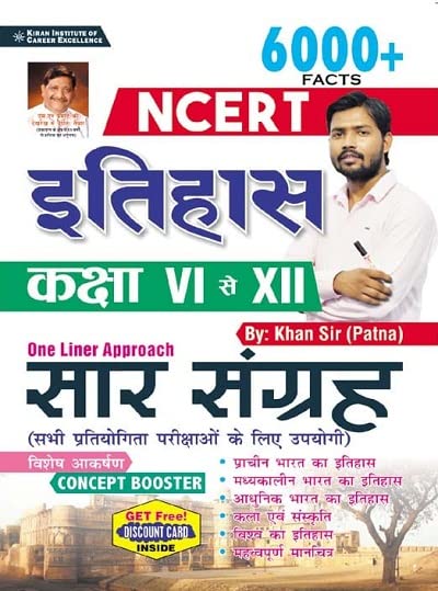 Kiran NCERT History Class VI to XII 6000+ Facts one liner approach Hindi Medium 3694 By  Khan Sir