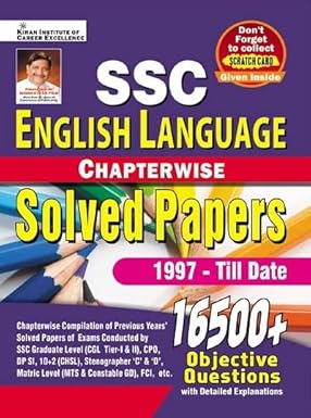 Kiran SSC English Language Chapterwise Solved Papers 16500+ Objective Questions English Medium 3911