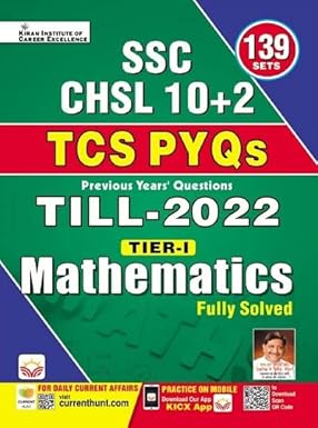Kiran SSC CHSL Mathematics TCS PYQs Tier I Exam Till 2022 Solved Papers Hindi Medium 4004