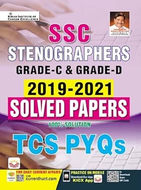 Kiran SSC Stenographers Grade C and D TCS PYQs 2019 to 2021 Solved Papers English Medium 3875