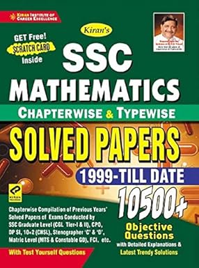 Kiran Ssc Mathematics Chapterwise And Typewise Solved Papers 10500+ Objective Questions English Medium 3035
