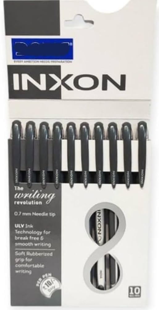 DOMS INXON 0.7mm Ball Point Pens Soft Rubberized Grip For Comfortable Writing Contains 10 PCS Black Pens