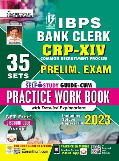 Kiran IBPS Bank Clerk Preliminary Exam Practice Work Book Including 2023 Solved Papers Total 35 Sets English Medium 5019
