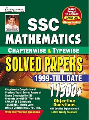 Kiran SSC Mathematics Chapterwise and Typewise Solved Papers 1999 Till Date 11500+ Objective Questions (English Medium) (3871