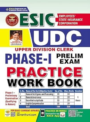 Kiran ESIC UDC Phase - I Prelim Exam Practice Work Book English Medium 3577