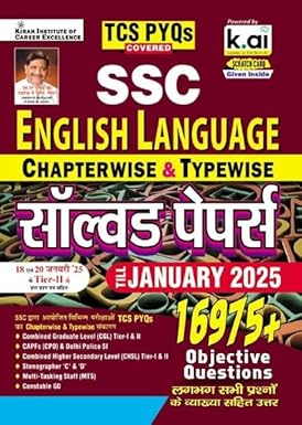 Kiran SSC English Language Chapterwise & Typewise Till January 2025 TCS PYQs for CGL,CPO,CHSL,MTS,Steno & Constable GD Hindi Medim 5319