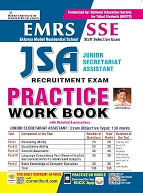 Kiran EMRS SSE JSA Recruitment Exam Practice Work Book English Medium 4361