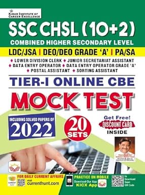 Kiran SSC CHSL 10+2 Tier I Online CBE Mock Test Including Solved Papers of 2022 English Mediu) 3947
