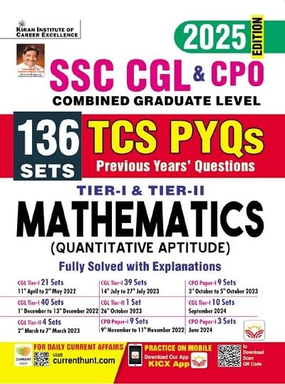 Kiran SSC CGL and CPO Tier 1 and Tier 2 Mathematics TCS PYQs 136 Sets 2025 Edition English Medium 5234