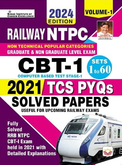 Kiran Railway NTPC CBT Stage 1 Edition 2024 Solved Papers Total 60 TCS PYQs Volume 1 Hindi Medium