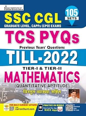 Kiran SSC CGL TCS PYQs Till 2022 Tier I and Tier II Mathematics Quantitative Aptitude Hindi Medium 3769