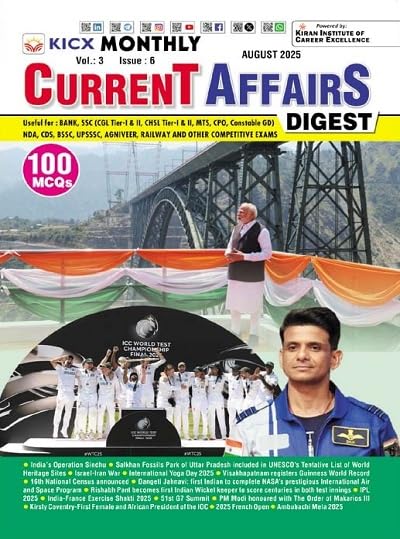 Kicx Monthly Current Affairs Digest August 2025 English Monthly Mgazine With 100 MCQs