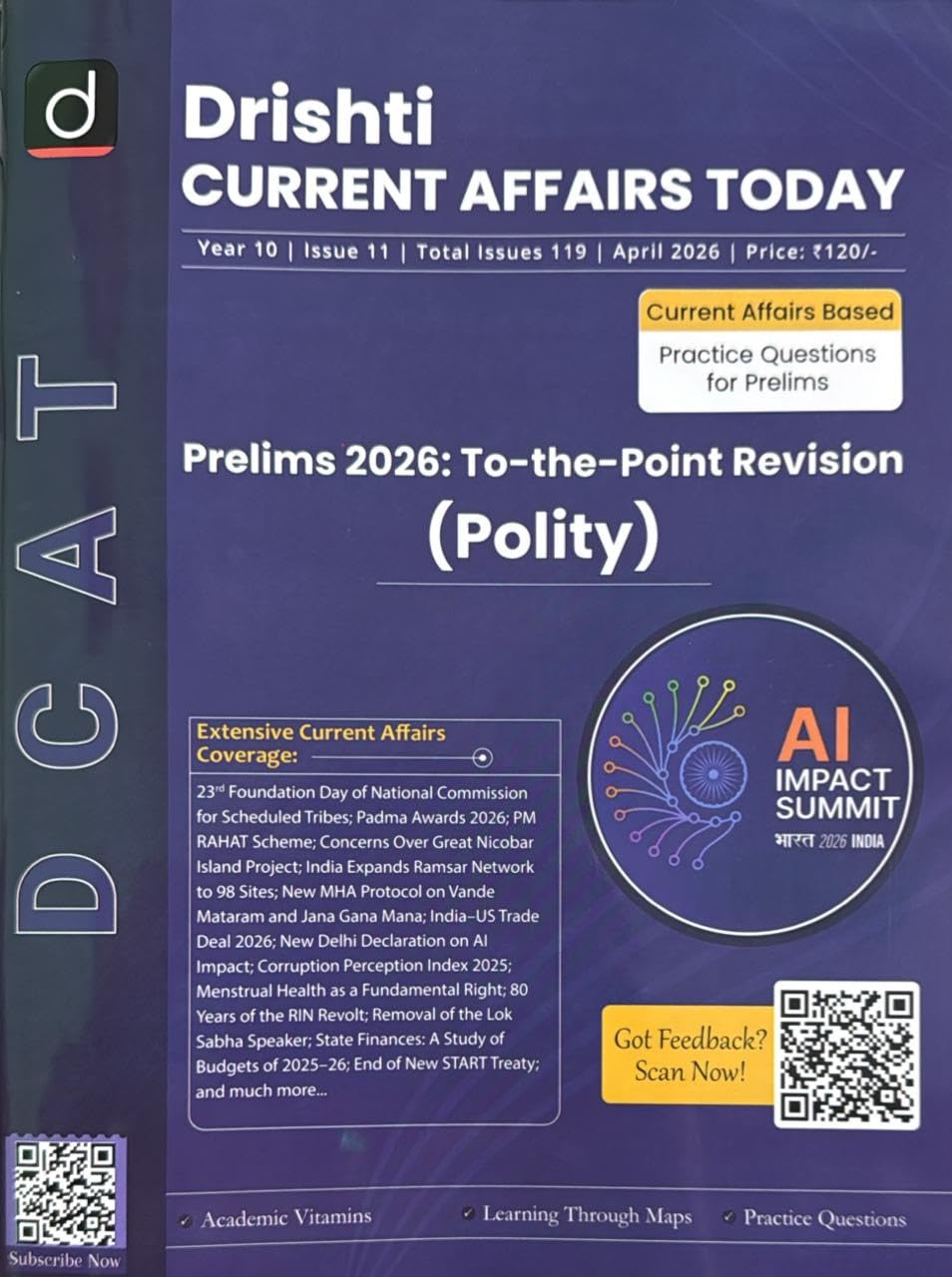Drishti Current Affairs Today January February April May June July 2026 English Combo Set of 6 Monthly Magazine