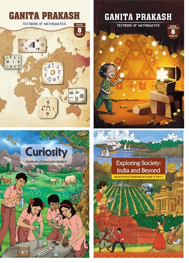 NCERT Class 8 Textbook For Hindi Sanskrit English Mathematics Science Social Science Malhar Deepakam Poorvi Ganita Prakash Part 1 And 2 Curiosity Set Of 7 Books Latest Edition 2025-26