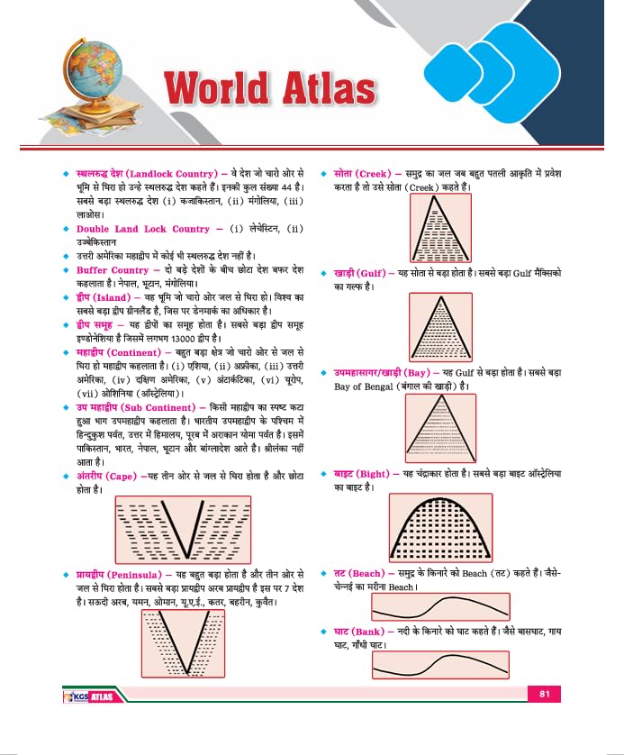 KGS Map Atlas Globe Indian and World Map Physical and Political By Khan Sir Hindi Medium
