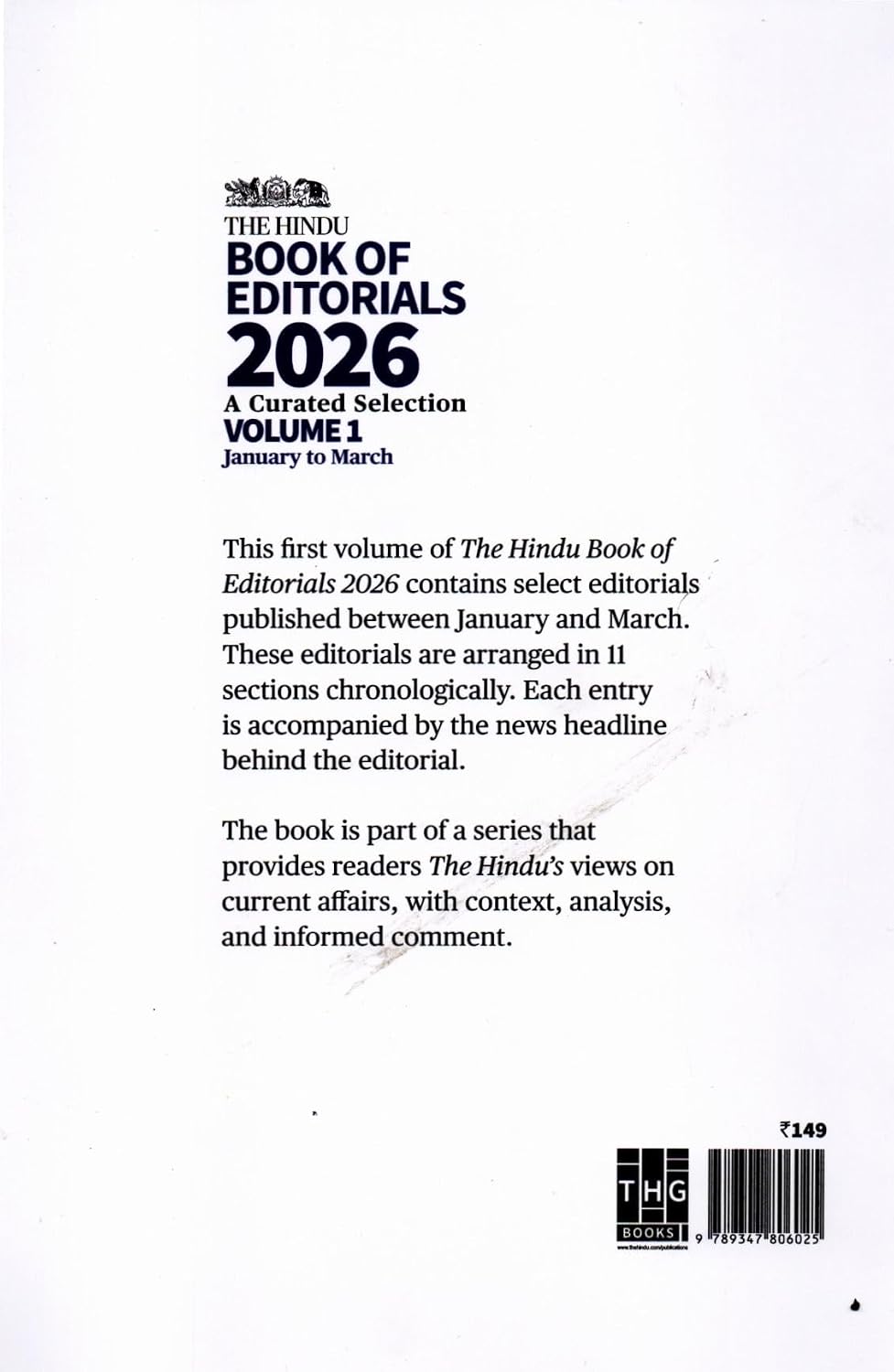 The Hindu Book of Editorials 2026 Volume-1 January 2026 to March 2026 A Curated Selection