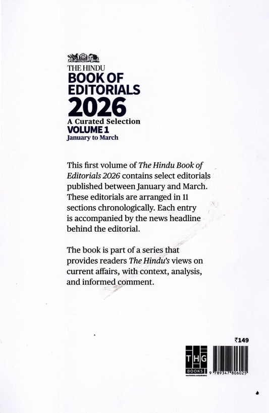 The Hindu Book of Editorials 2026 Volume-1 January 2026 to March 2026 A Curated Selection