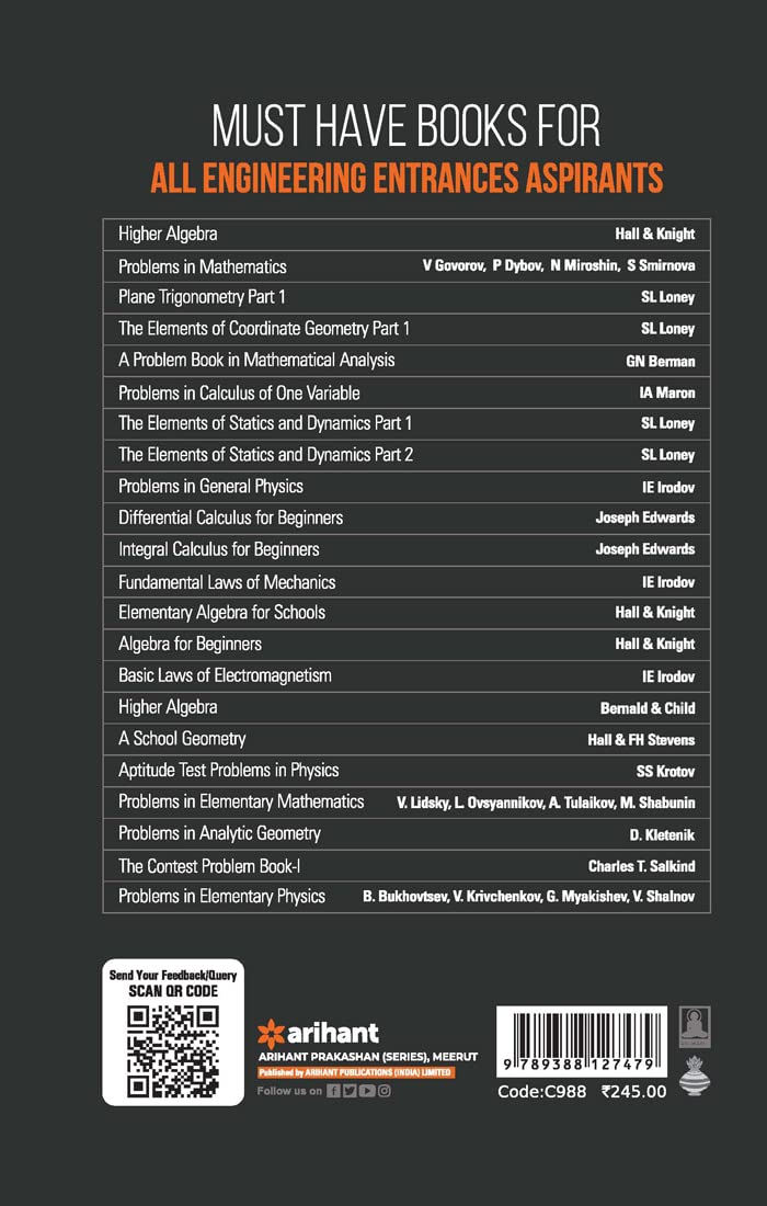 Arihant Problems In Elementary Mathematics By M.Shabunin V. Lidsky L.Ovsyannkov, A.Tulaikov With Free Khatu Shyam Sticker
