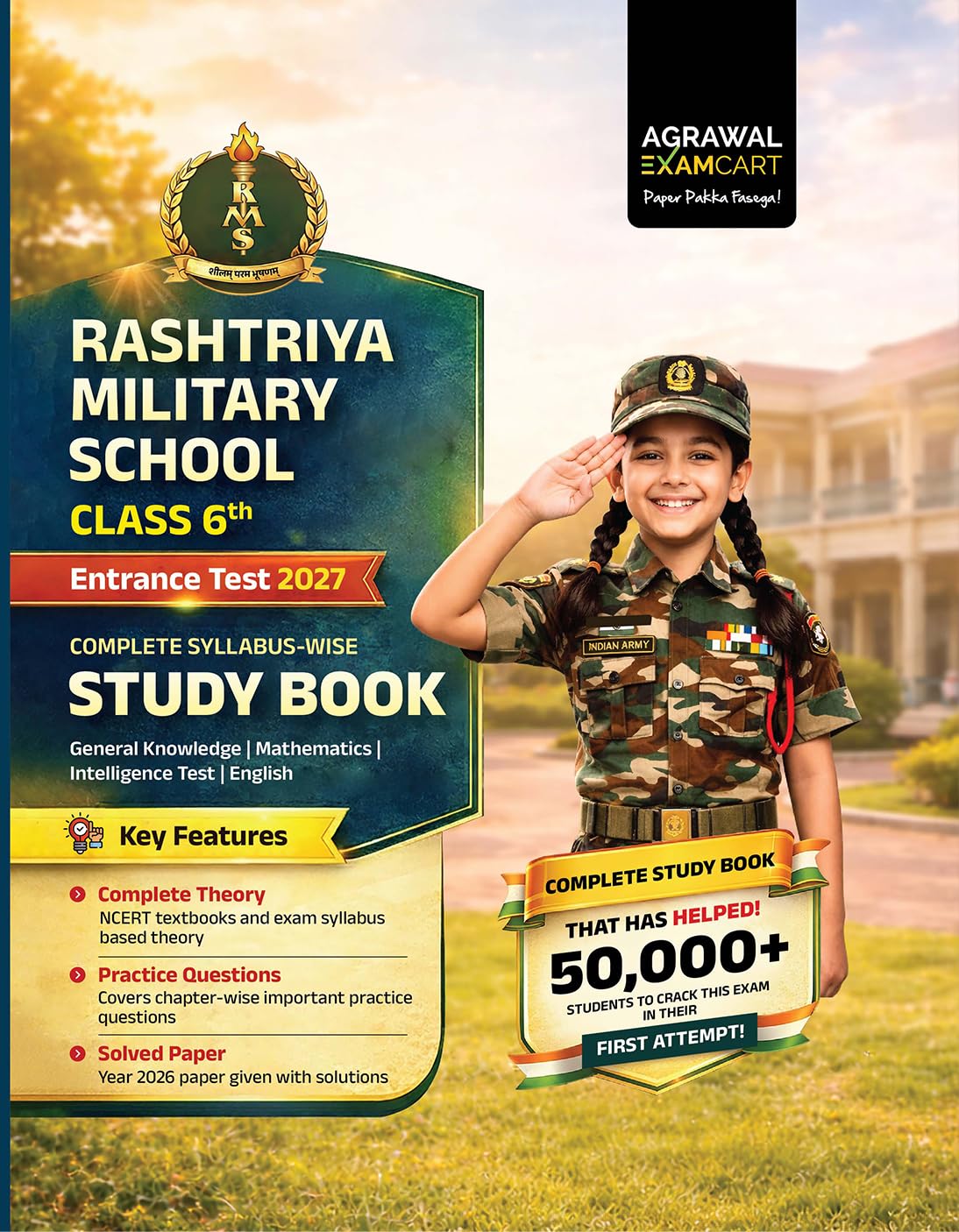 Examcart Rashtriya Military School RMS Class 6 Entrance Exam Complete Study Guide Book 2027 Latest NCERT Syllabus Based Chapterwise Theory Practice Questions 2026 Solved Paper English Medium