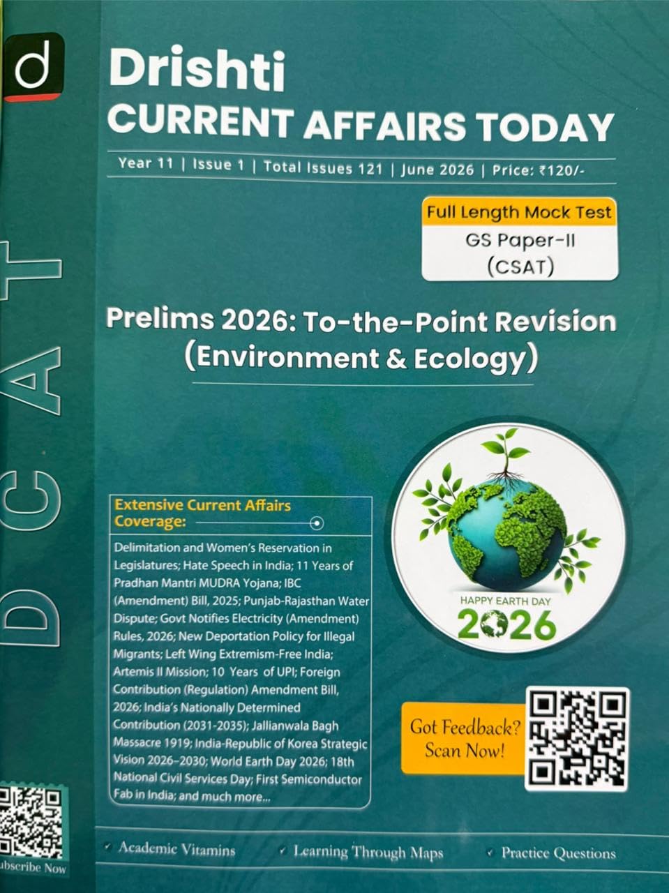 Drishti Current Affairs Today January February April May June July 2026 English Combo Set of 6 Monthly Magazine