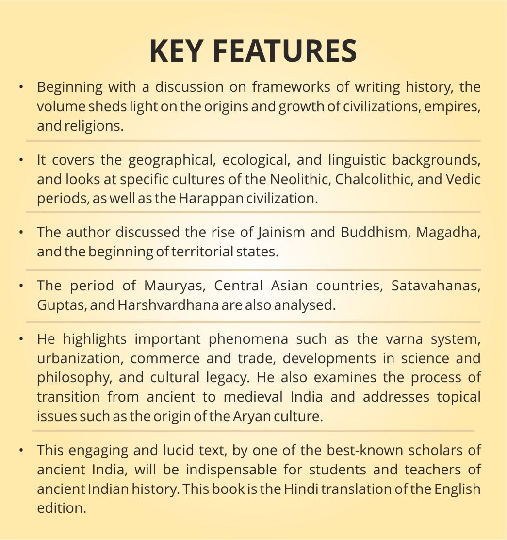 Bharat Ka Prachin Itihas Book Hindi Best Suited For Undergraduate Students of History Major and UPSC Aspirants By Ram Sharan Sharma For All Competitive ExamsWith Free Khatu Shyam Sticker