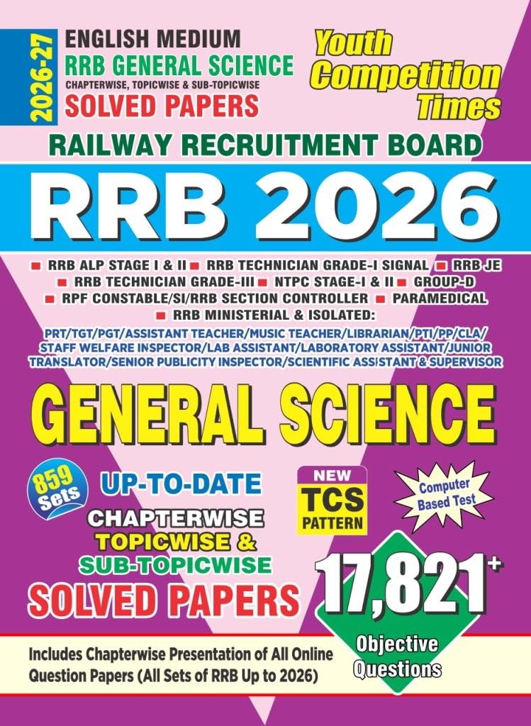 Youth Combo Of 2 Books RRB 2026 General Science GS And General Knowledge Chaperwise Solved Papers English Medium With Free Khatu Shyam Sticker