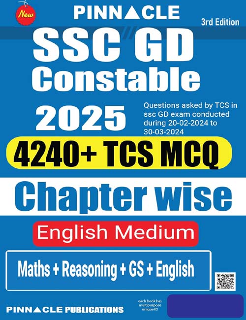 Pinnacle SSC GD Constable 2025 Exam 4240+ TCS MCQ Chapterwise Maths English GS Reasoning 3rd Edition Book English Medium