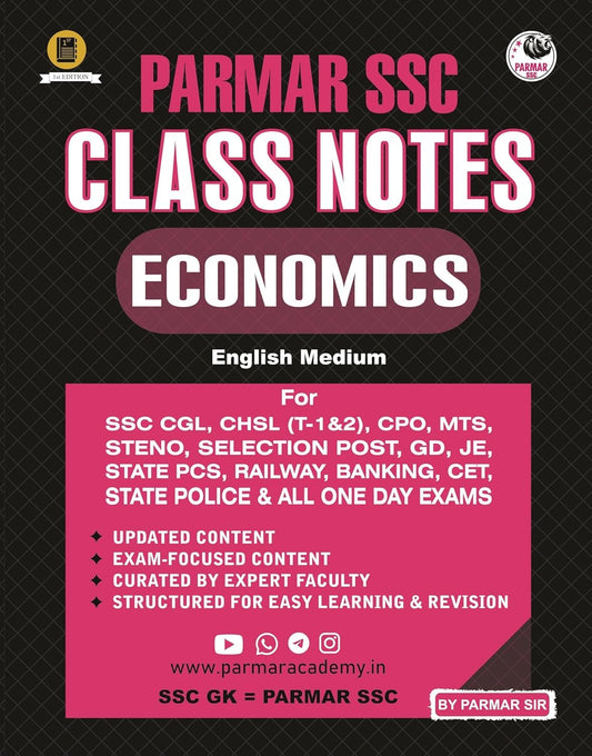 Parmar SSC Class Notes Economics Complete Book English Medium for SSC State PCS Railway Bank State Police and All One Day Exams
