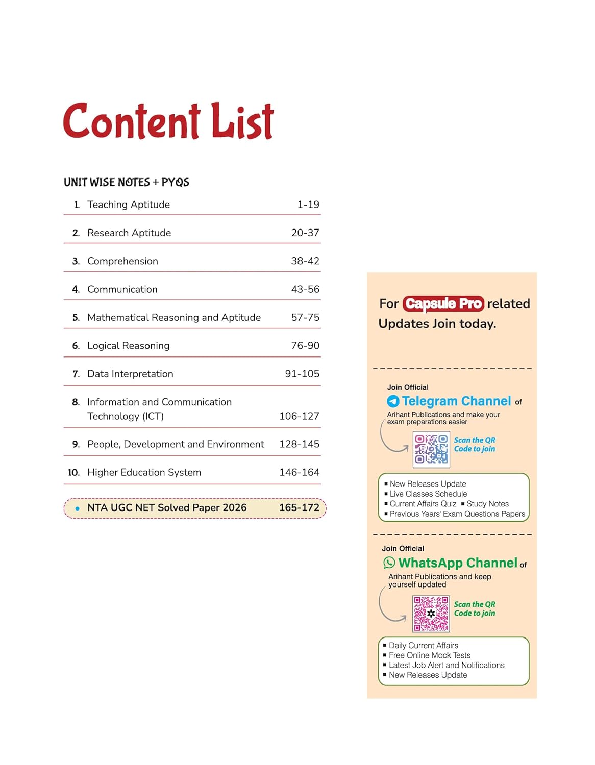 Arihant UGC-NET 2027 Paper-1 Capsule Pro Teaching and Research Aptitude Advanced Notes for Smart Prep English Medium