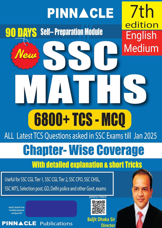 Pinnacle SSC Maths 6800+ TCS MCQ Chapterwise Coverage Till January 2025 English Medium 7th Edition