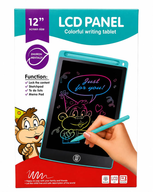 YownBharat 12 Inch LCD Panel Colorful Writing Tablet Digital Drawing Pad with Lock Function Sketchpad Memo Pad for Kids