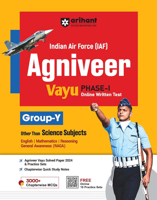 Arihant Indian Air Force IAF Agniveer Vayu 2025 Group Y Other Than Science Subjects Phase 1 Exam Study Guide With Solved Papers And Practice Sets English Medium