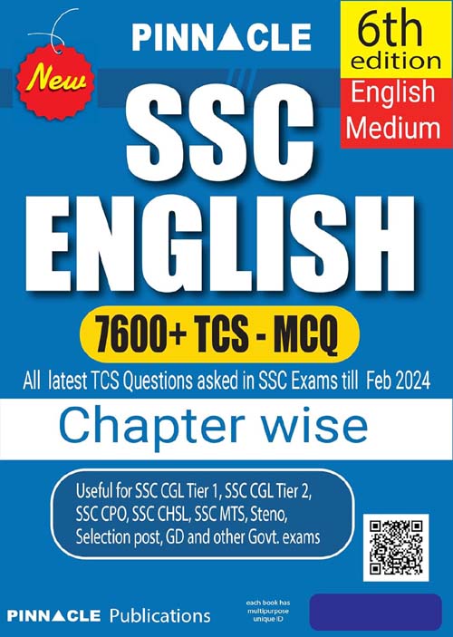 Pinnacle SSC English Book Chapterwise 7600+ TCS MCQ Till February 2024 English Medium 6th Edition