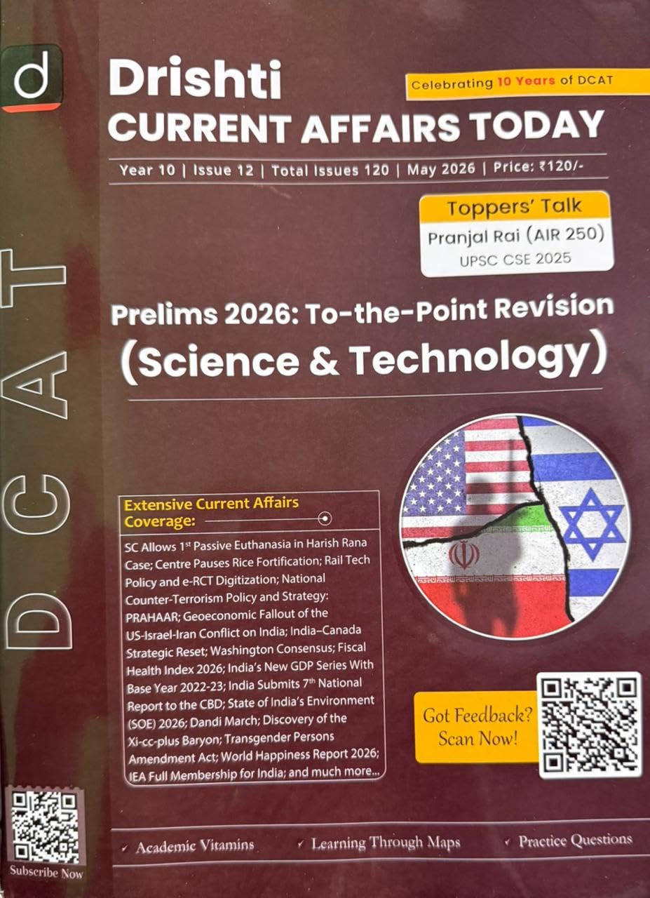 Drishti Current Affairs Today January February April May June July 2026 English Combo Set of 6 Monthly Magazine